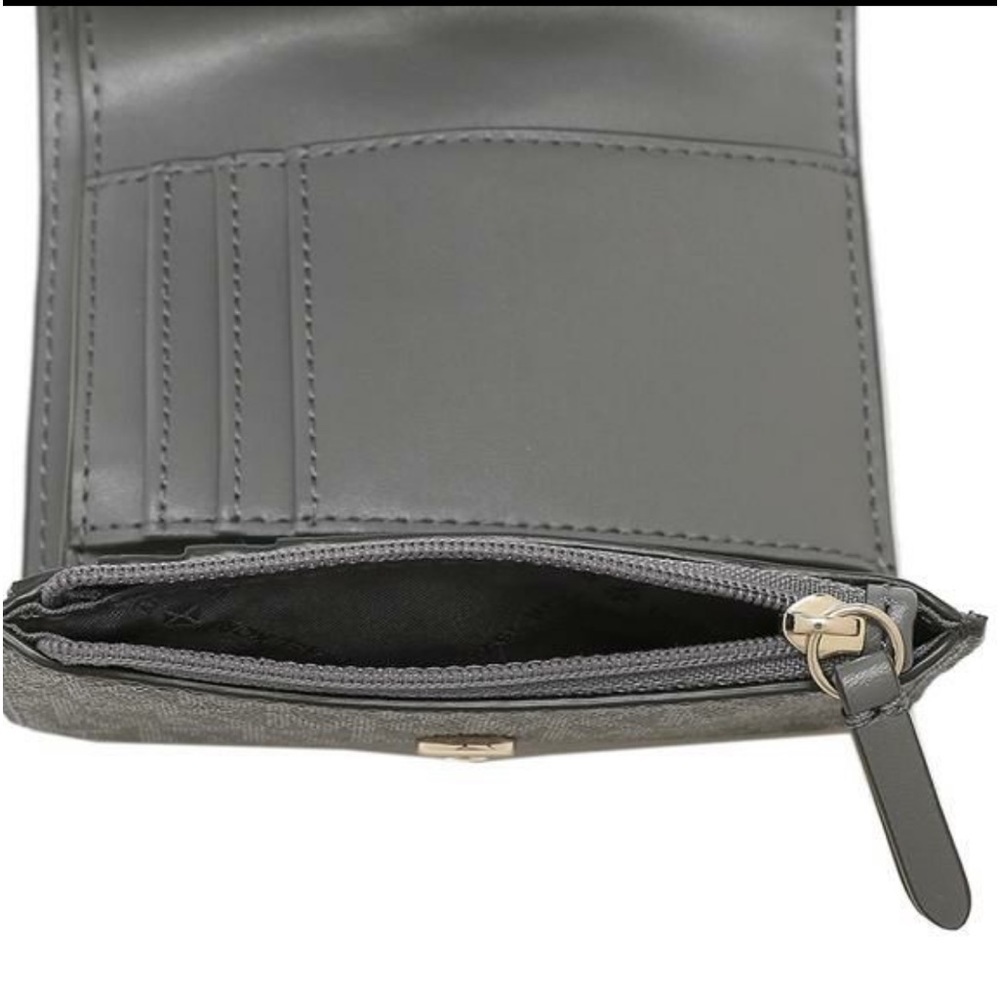 MICHAEL KORS CARMEN MEDIUM FLAP BIFOLD WALLET HEATHER GREY MULTI - Picture 10 of 14